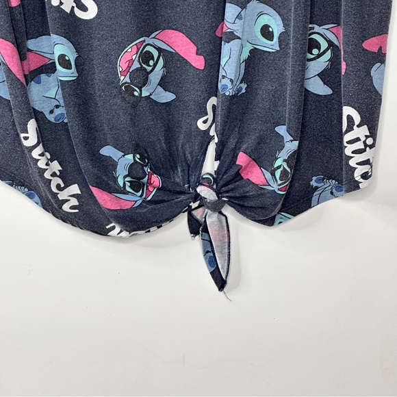 Disney Lilo Stitch Short Cuffed Sleeves T Shirt Tie Front - Picture 3 of 7